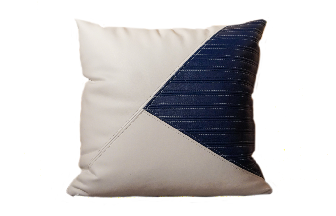 Navy and White Ultra Leather Recycled Pillow