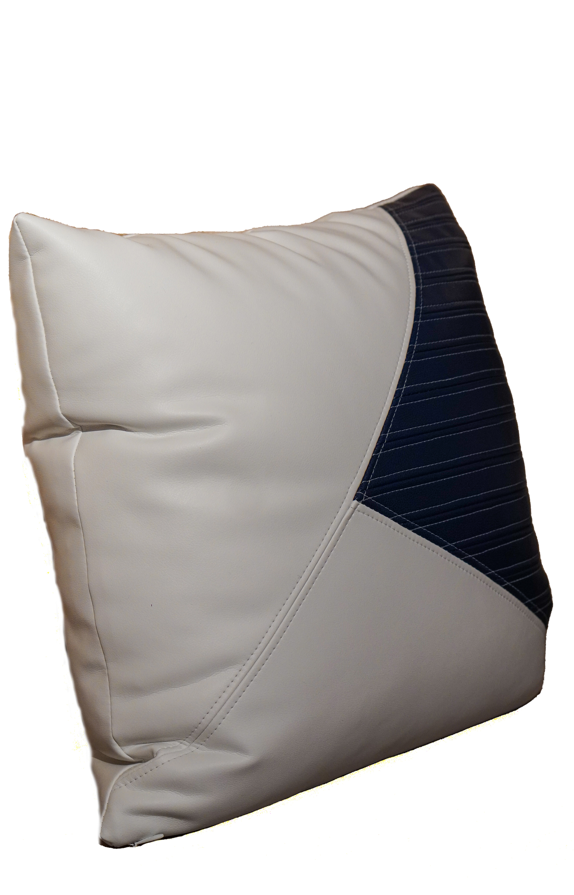 Navy and White Faux Leather Recycled Pillow